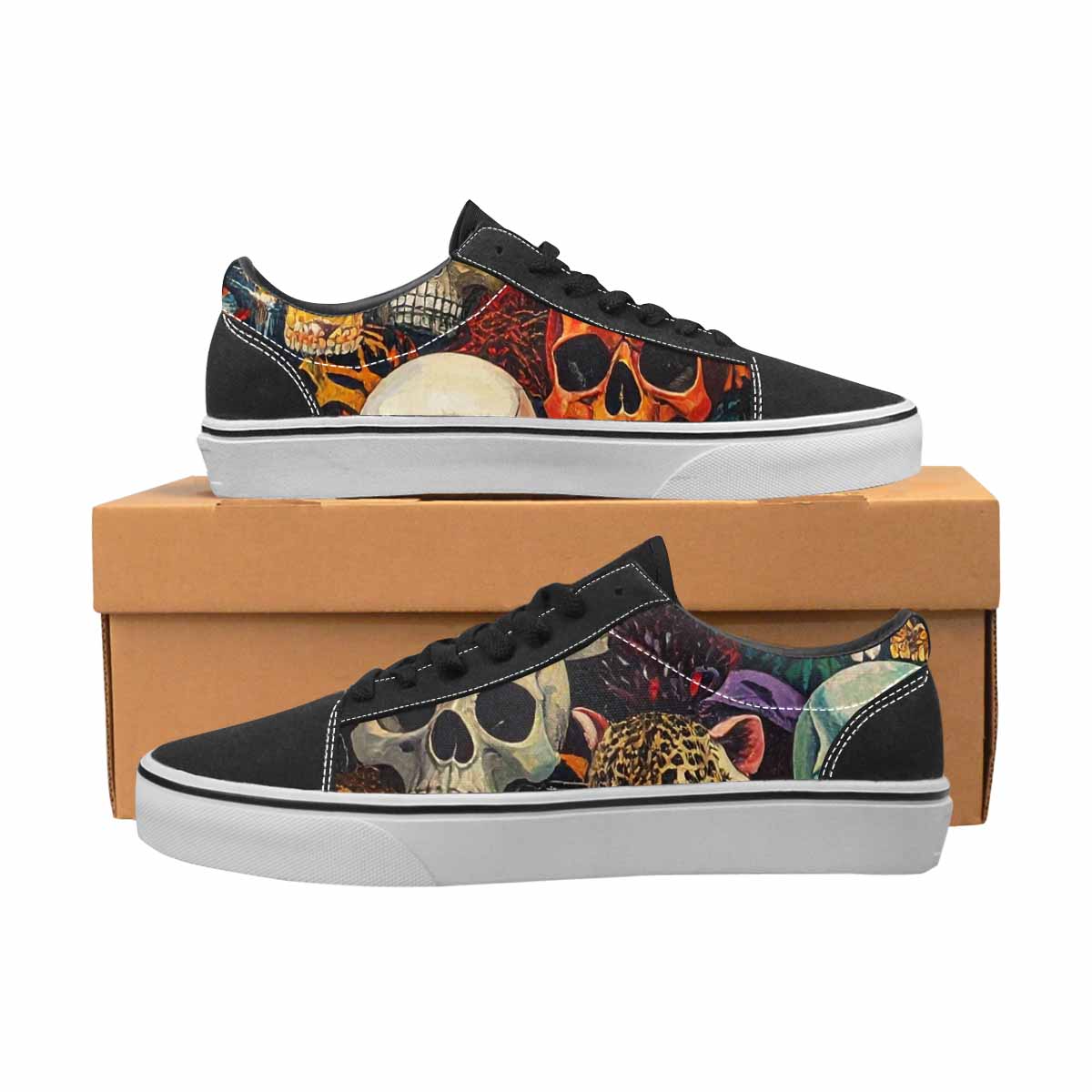 WOMEN'S Skulls  Animal Print Lace-Up Canvas Aesthetic Shoes