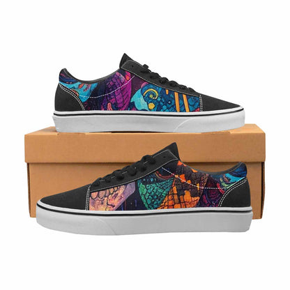 WOMEN'S Snakes And Skulls Collage Canvas Lace-Up Vibrant Chaos Custom Shoes