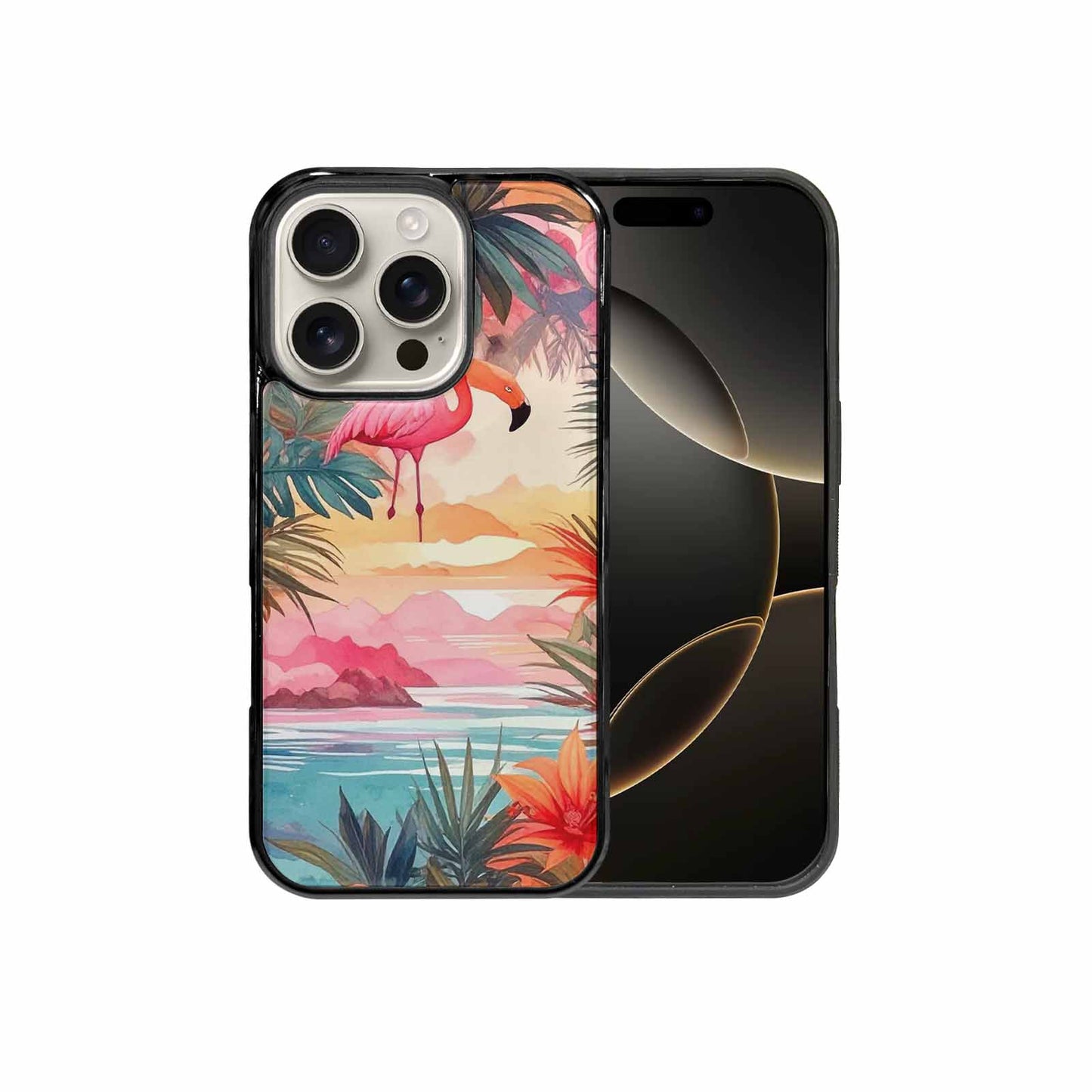 iPhone 16 Pro Case — Flamingo Tropical Flamingo Tropical Pattern Hundreds, Custom Art Phone Cover