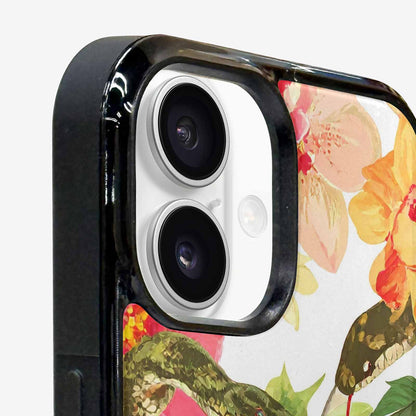 iPhone 16 Case — Floral Snake Print, Personalized Phone Case