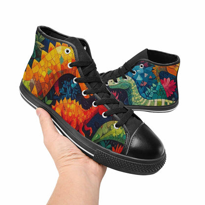 WOMEN'S Dinosaur Silhouette High Top Canvas Y2K Custom Sneakers