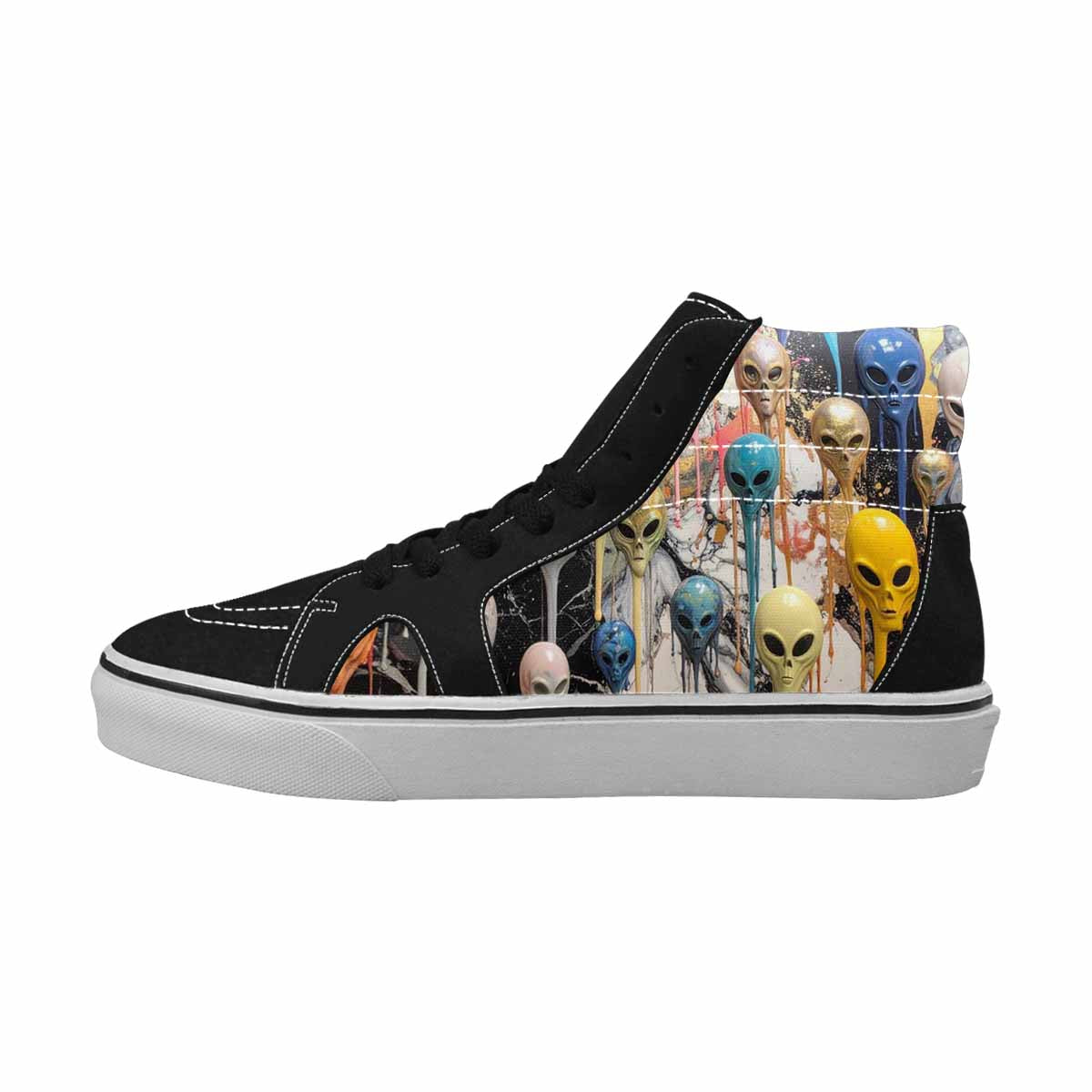MEN'S Aliens  Marble Melting High Top Canvas Kaleidoscope Custom Sneakers