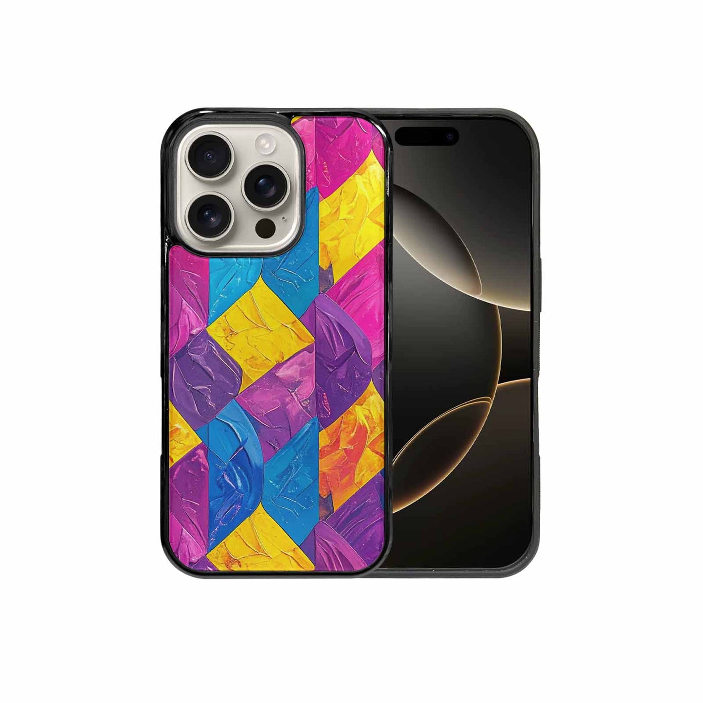 iPhone 16 Pro Case — Pansexual Flag Color Theme Small Rainbow, Original Design Phone Case