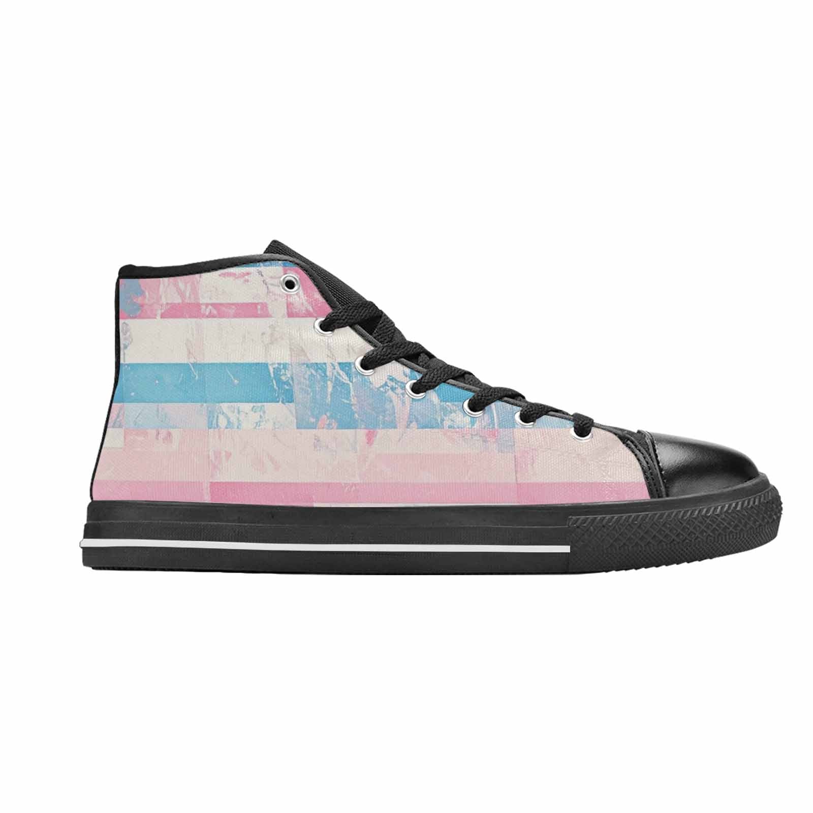 MEN'S Transgender Flag Color High Top Canvas Aesthetic Sneakers