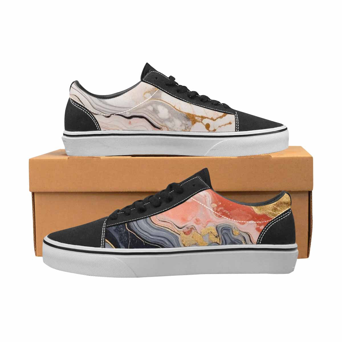 WOMEN'S Marble Vein Lace-Up Canvas Vivid Custom Sneakers