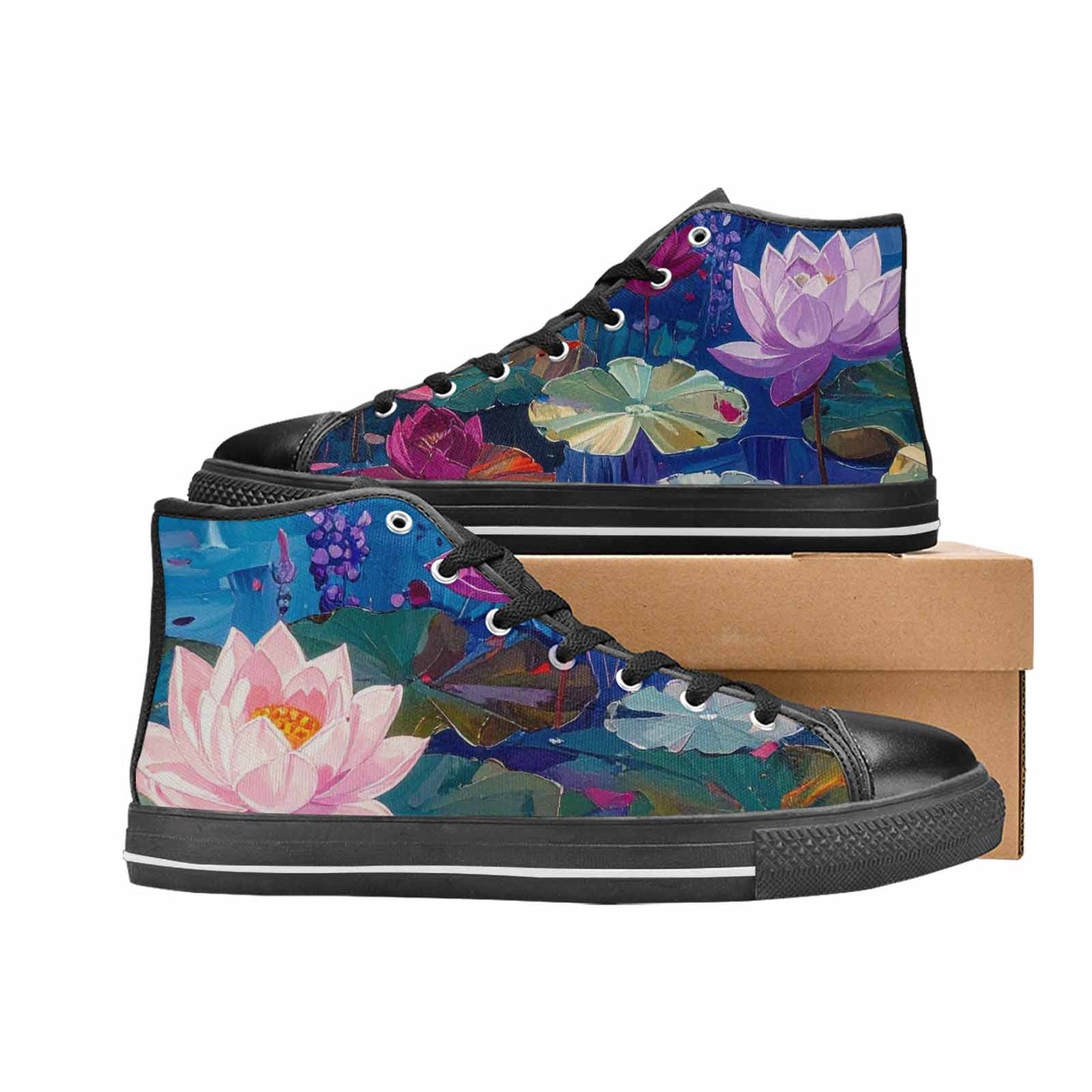 MEN'S Monet-Style Impressionist Water High Top Canvas Surreal Custom Shoes