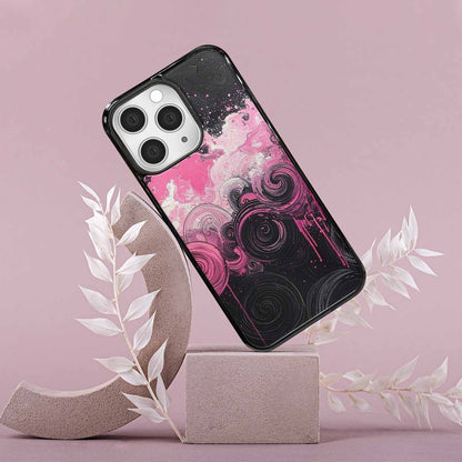 iPhone 15 Pro Max Case — Van Gogh Swirl Black Pink Ink, Custom Printed Phone Case