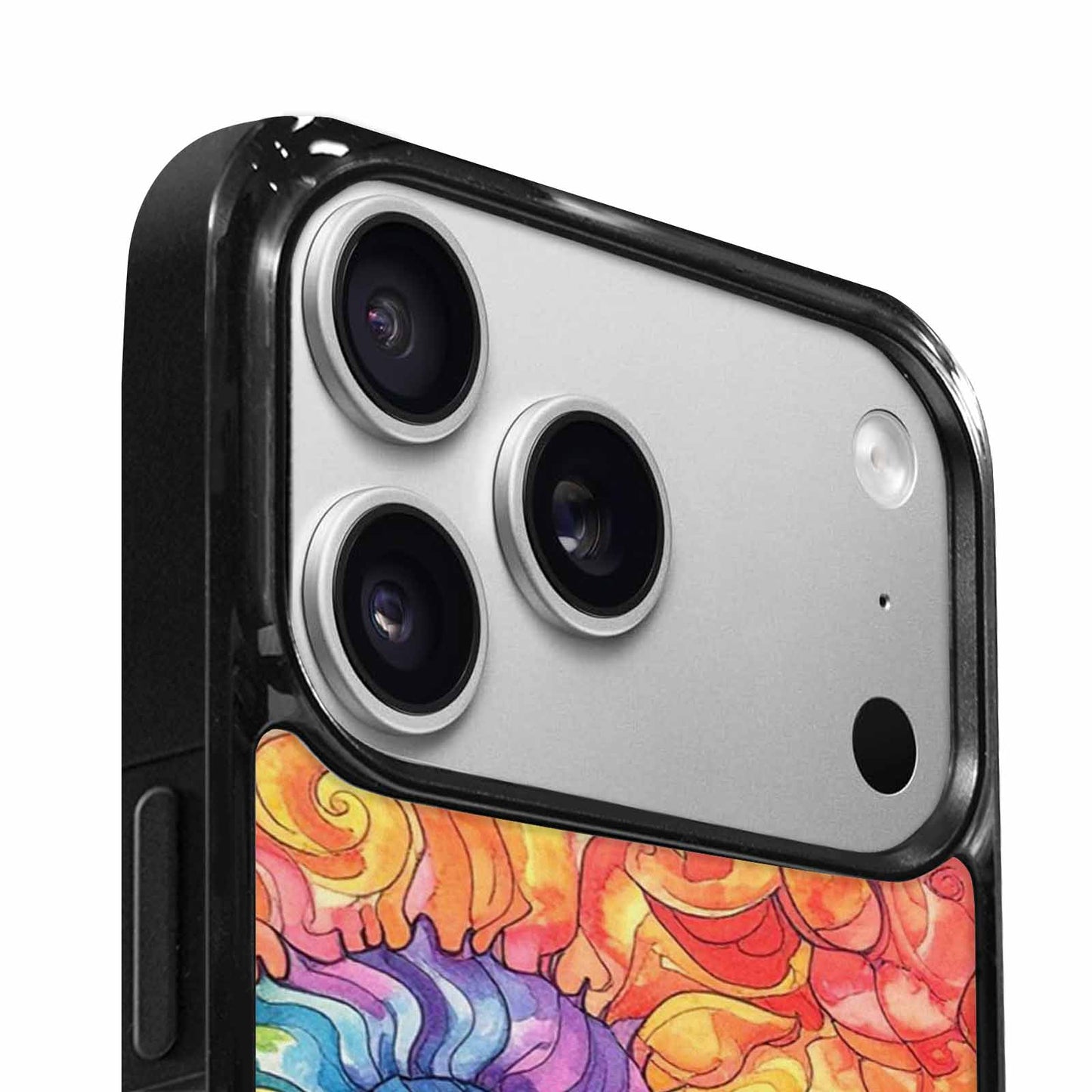 iPhone 17 Pro Case — Tie Dye Swirls Black White Tie, Custom Printed Phone Case
