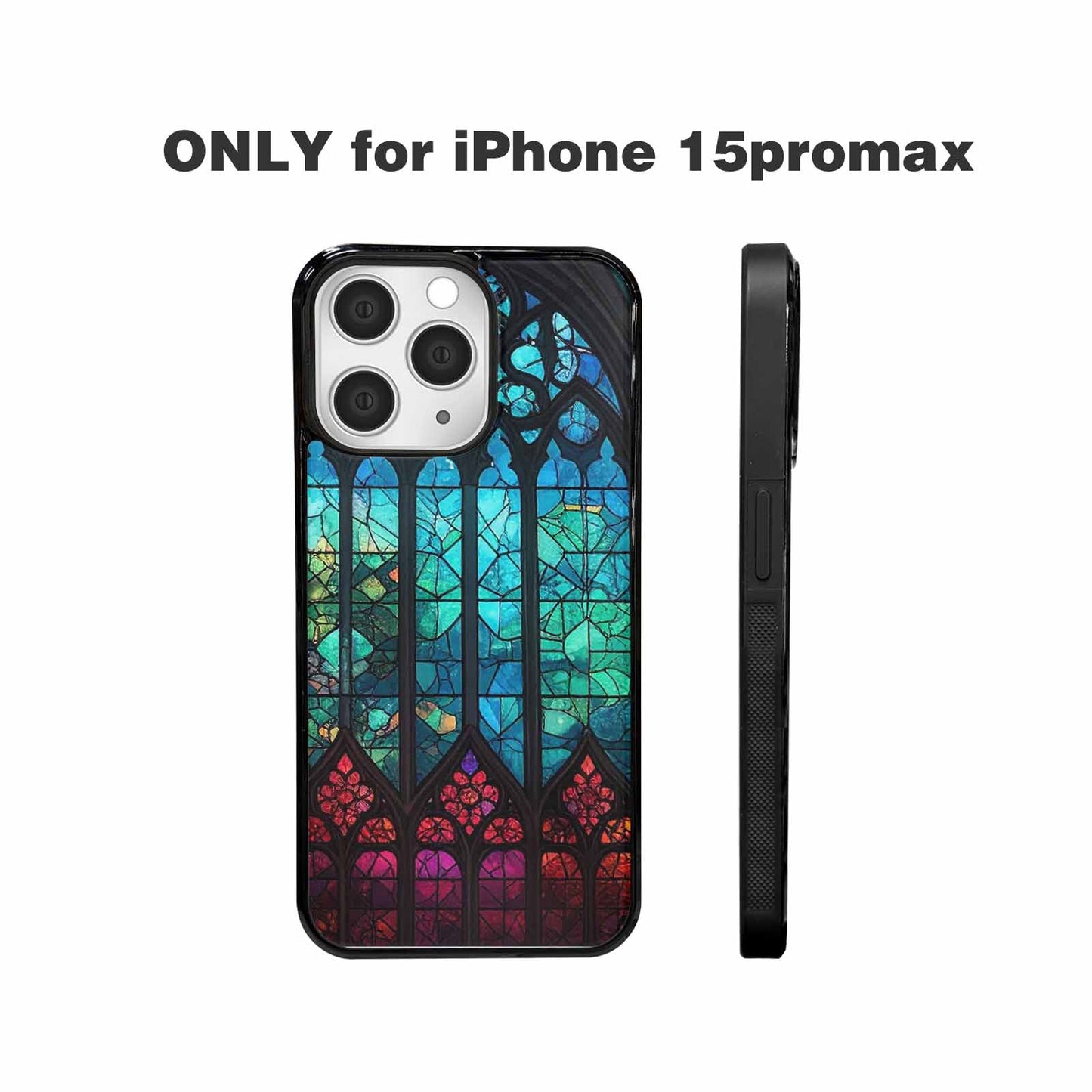 iPhone 15 Pro Max Case — Stained Glass Cathedral Custom, Custom Printed Phone Case