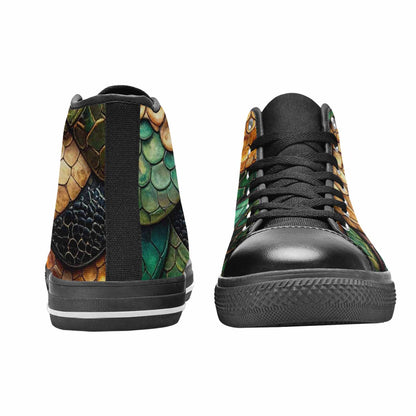MEN'S Snake Skin Reptile High Top Canvas Vivid Custom Sneakers