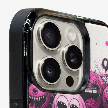 iPhone 16 Pro Case — Monsters General Black Pink Ink Cartoon, Original Design Phone Case