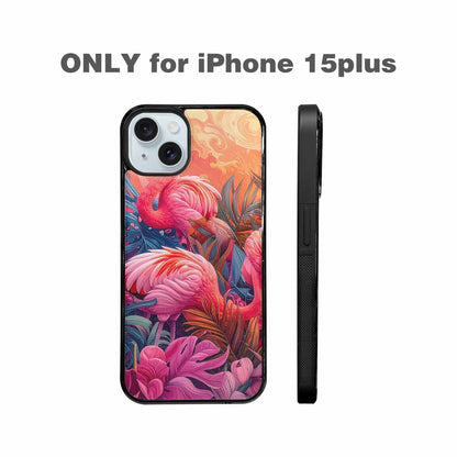 iPhone 15 Plus Case — Flamingo Tropical Flamingo Tropical Pattern Hundreds, Custom Made Phone Cover