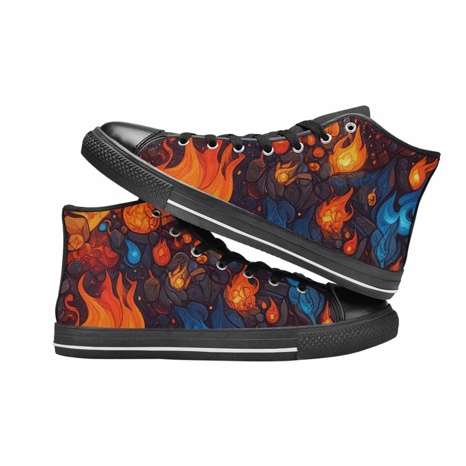 WOMEN'S Fire Flame High Top Canvas Surreal Sneakers