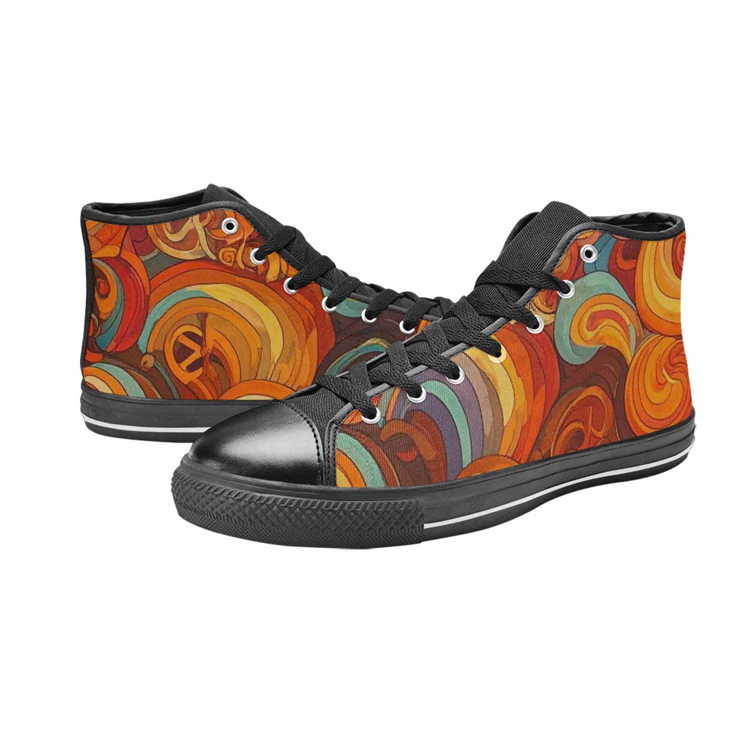 MEN'S Groovy 70S Peace High Top Canvas Neon Fantasy Shoes