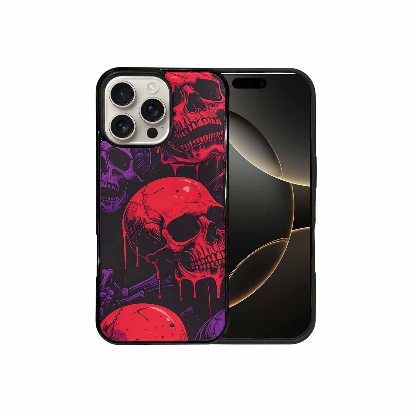 iPhone 16 Pro Max Case — Red Purple Skeletons Neon Drip Melting, Personalized Phone Case