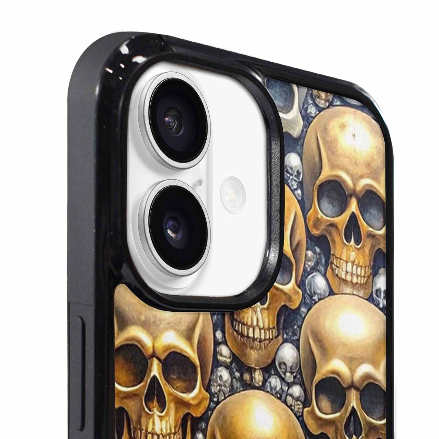iPhone 17 Case — Skulls Metallic Chrome Small Gothic Skulls, Original Design Phone Case