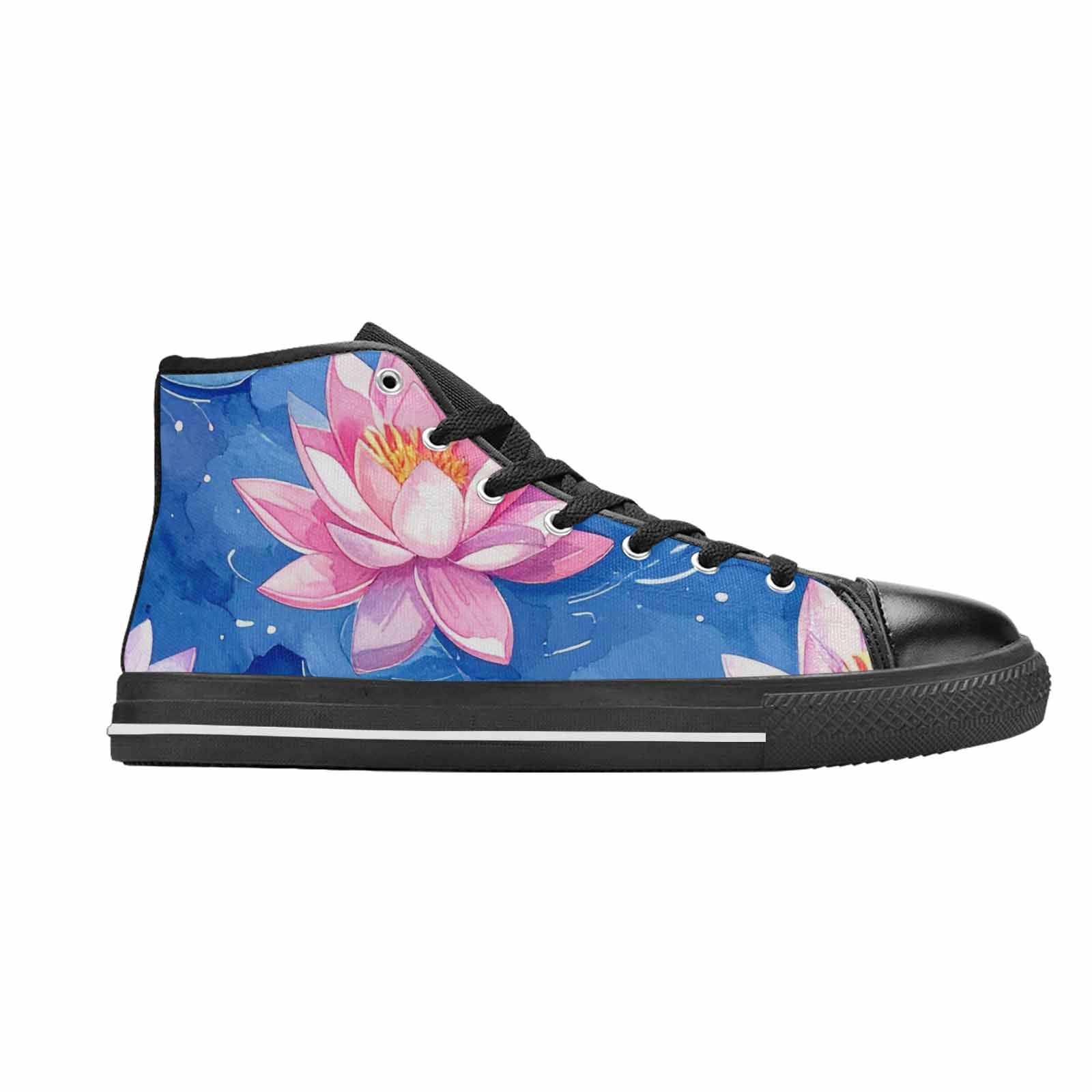 WOMEN'S Water Lilies Impressionist High Top Canvas Dark Academia Custom Shoes