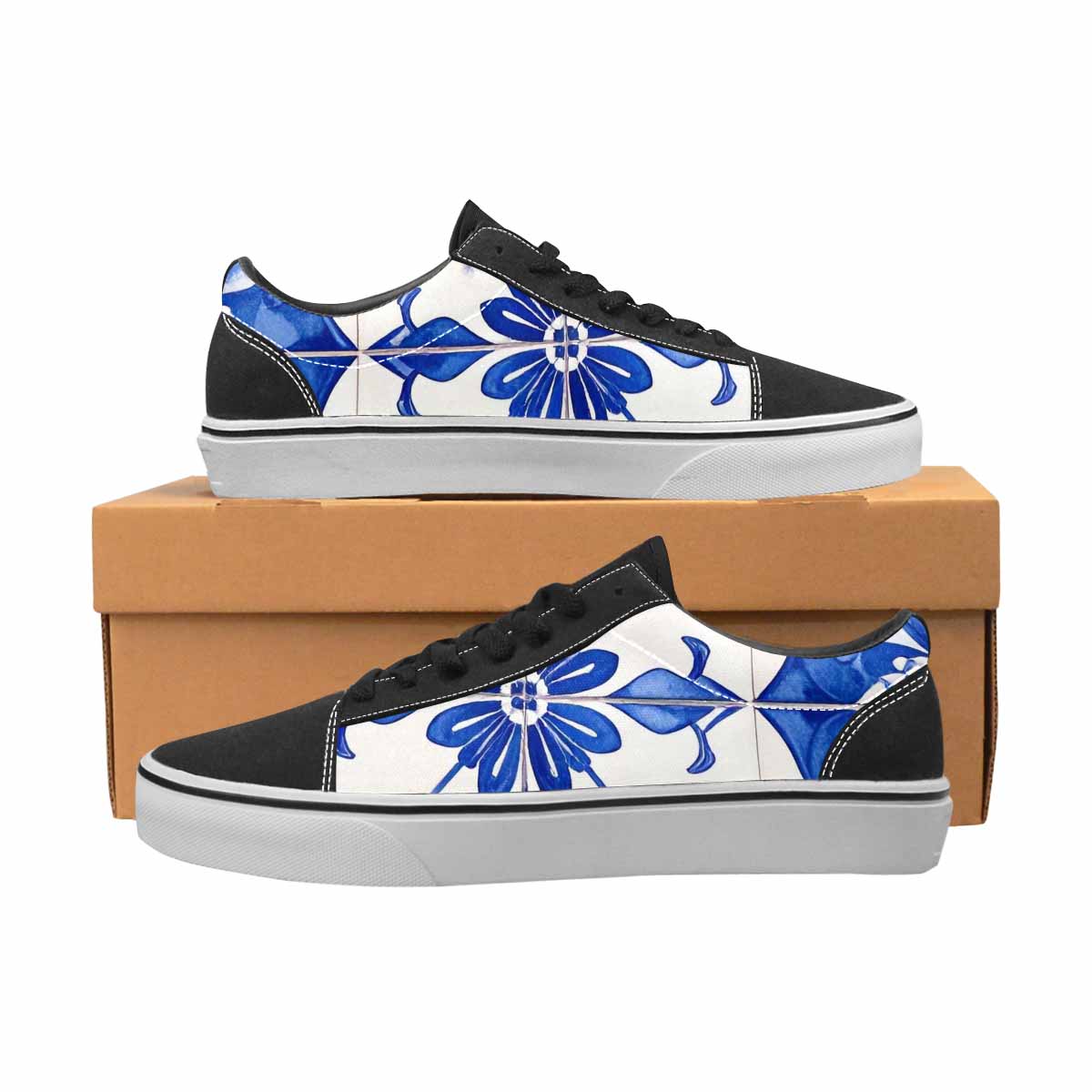 WOMEN'S Talavera Tile Floral Canvas Lace-Up Dark Academia Custom Sneakers