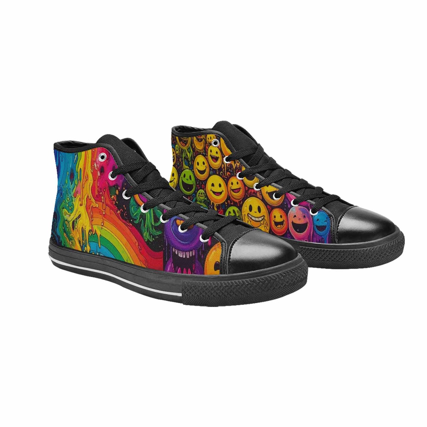 MEN'S Yellow Smiley Face High Top Canvas Vibrant Chaos Sneakers