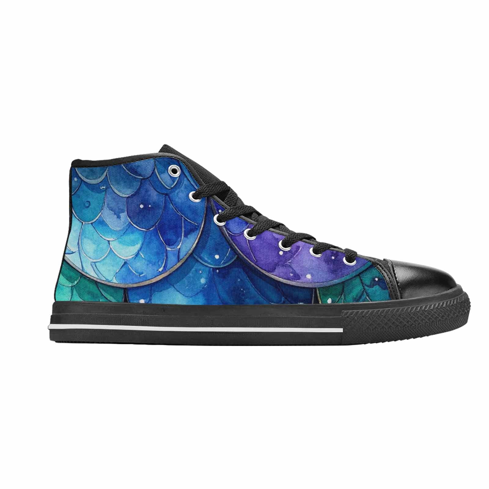WOMEN'S Mermaid Scale High Top Canvas Dark Academia Custom Shoes