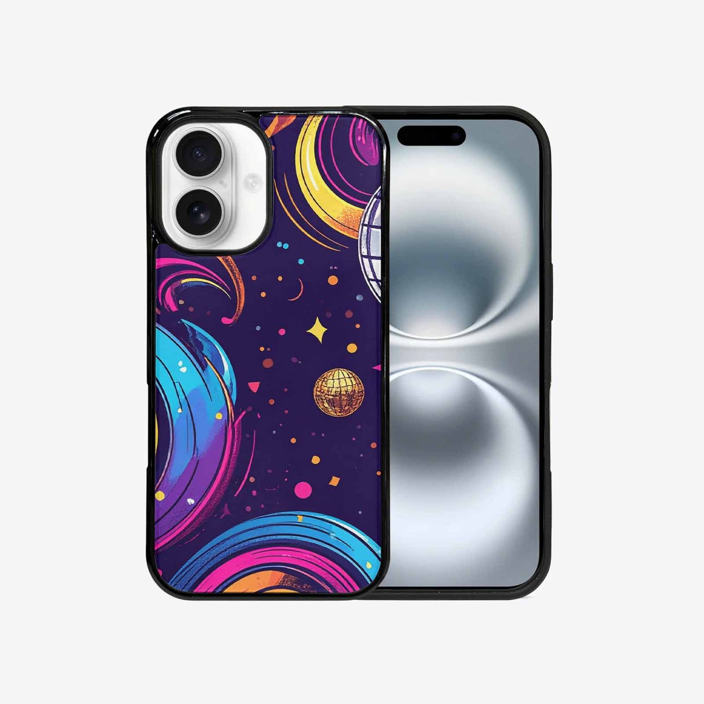 iPhone 16 Case — 1970s Disco Cartoon Art Pattern, Unique Phone Case Design