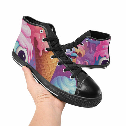 MEN'S Melting Icecream Cone Monster High Top Canvas Dark Academia Custom Shoes
