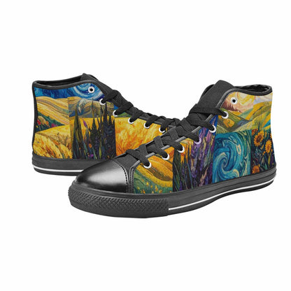 WOMEN'S Van Gogh-Style Swirl High Top Canvas Surreal Shoes