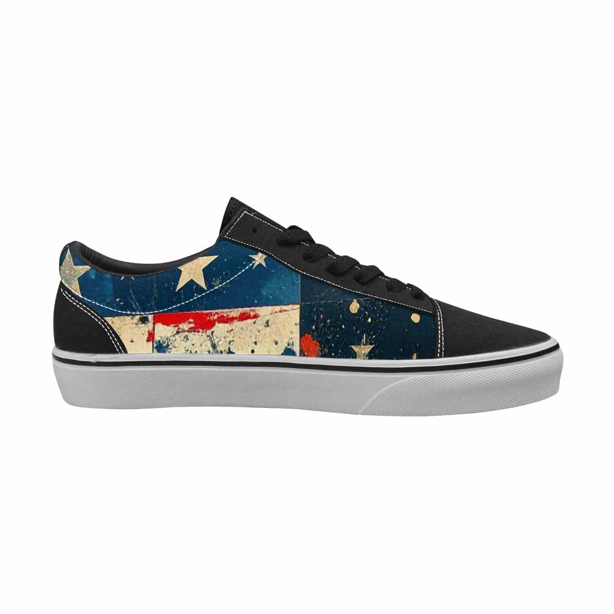 WOMEN'S American Flag Stars Canvas Lace-Up Grunge Custom Shoes