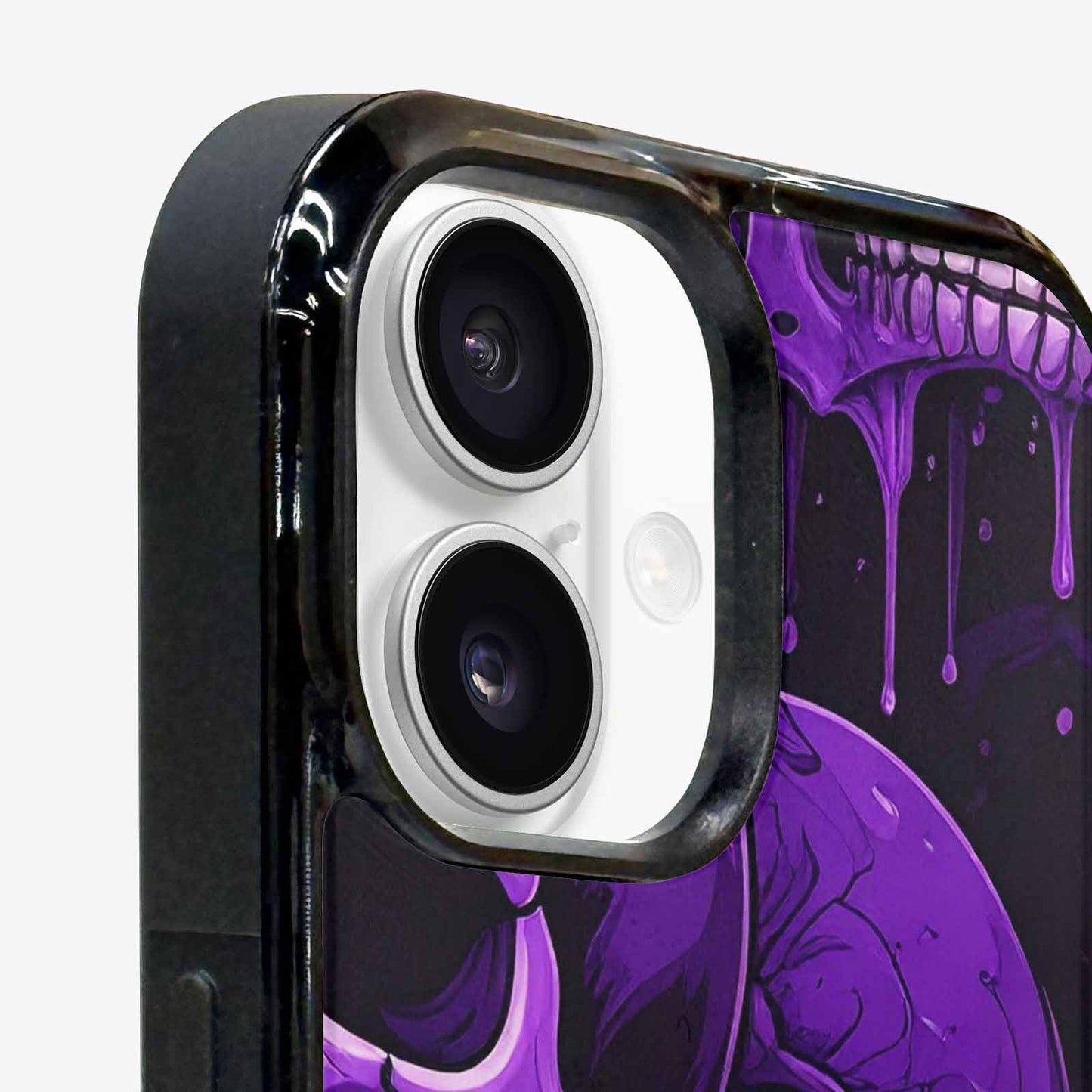 iPhone 16 Case — Monochrome Purple Skeletons Neon Drip Melting, Original Design Phone Case