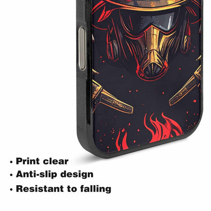 iPhone 16 Pro Max Case — Firefighter Pattern Flames Axes Helmets Seamless, Custom Art Phone Cover