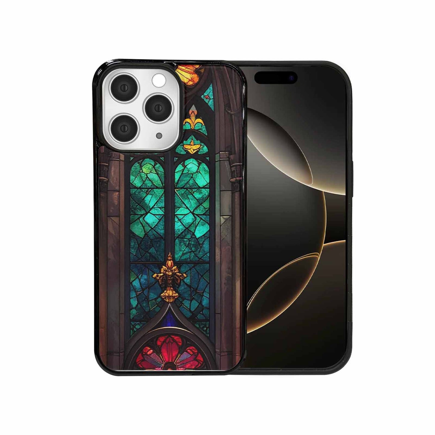 iPhone 15 Pro Max Case — Stained Glass Cathedral Custom, Custom Art Phone Cover