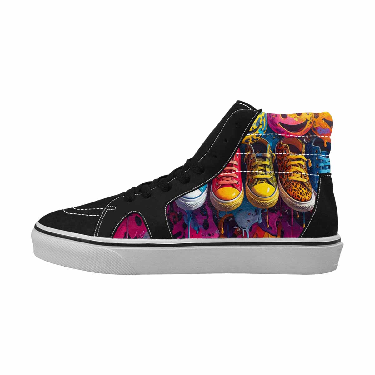 MEN'S Smiley Faces High Top Canvas Grunge Shoes