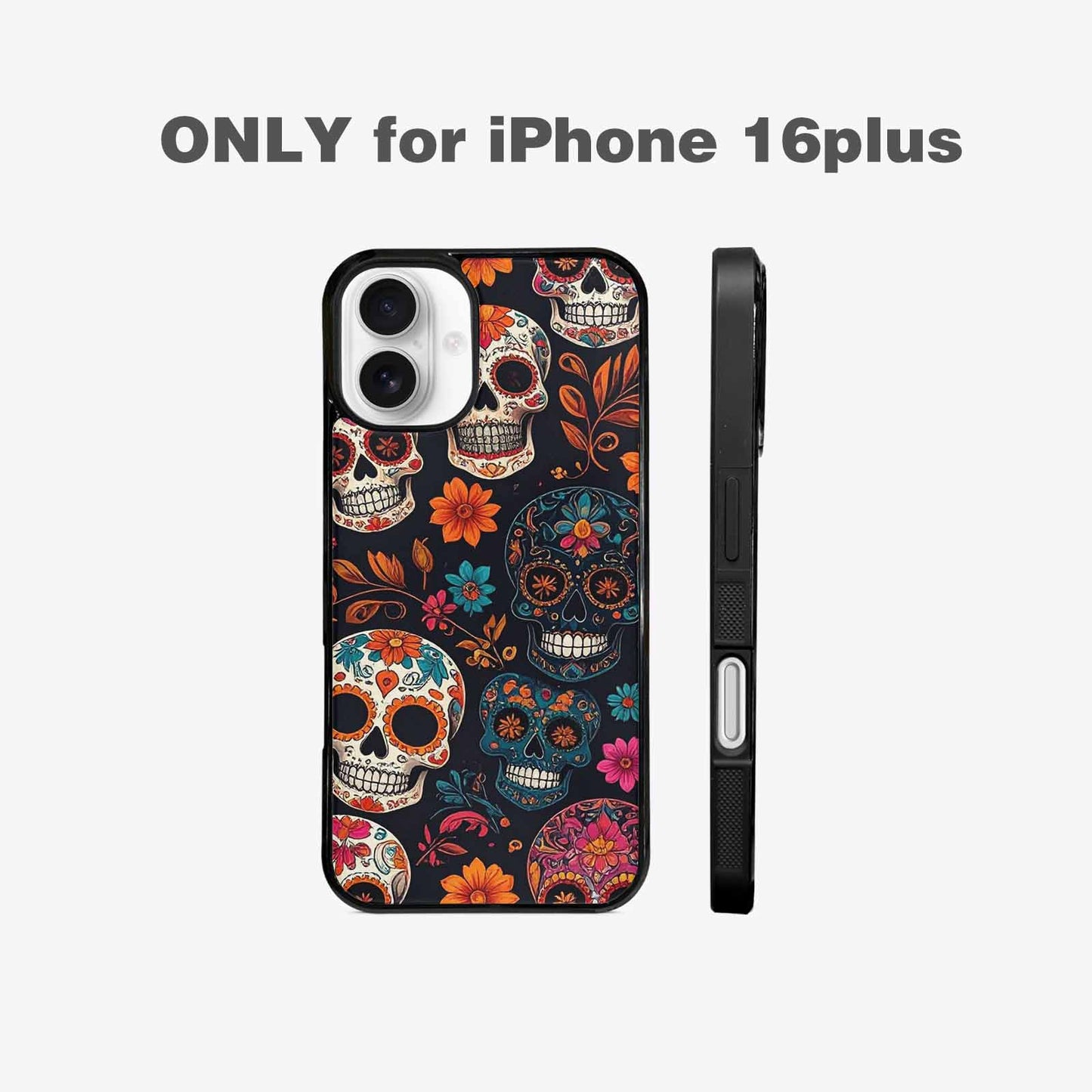 iPhone 16 Plus Case — Smaller Skulls Overlapping Seamless Pattern Of, Custom Made Phone Cover