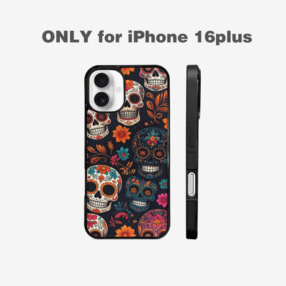 iPhone 16 Plus Case — Smaller Skulls Overlapping Seamless Pattern Of, Custom Made Phone Cover