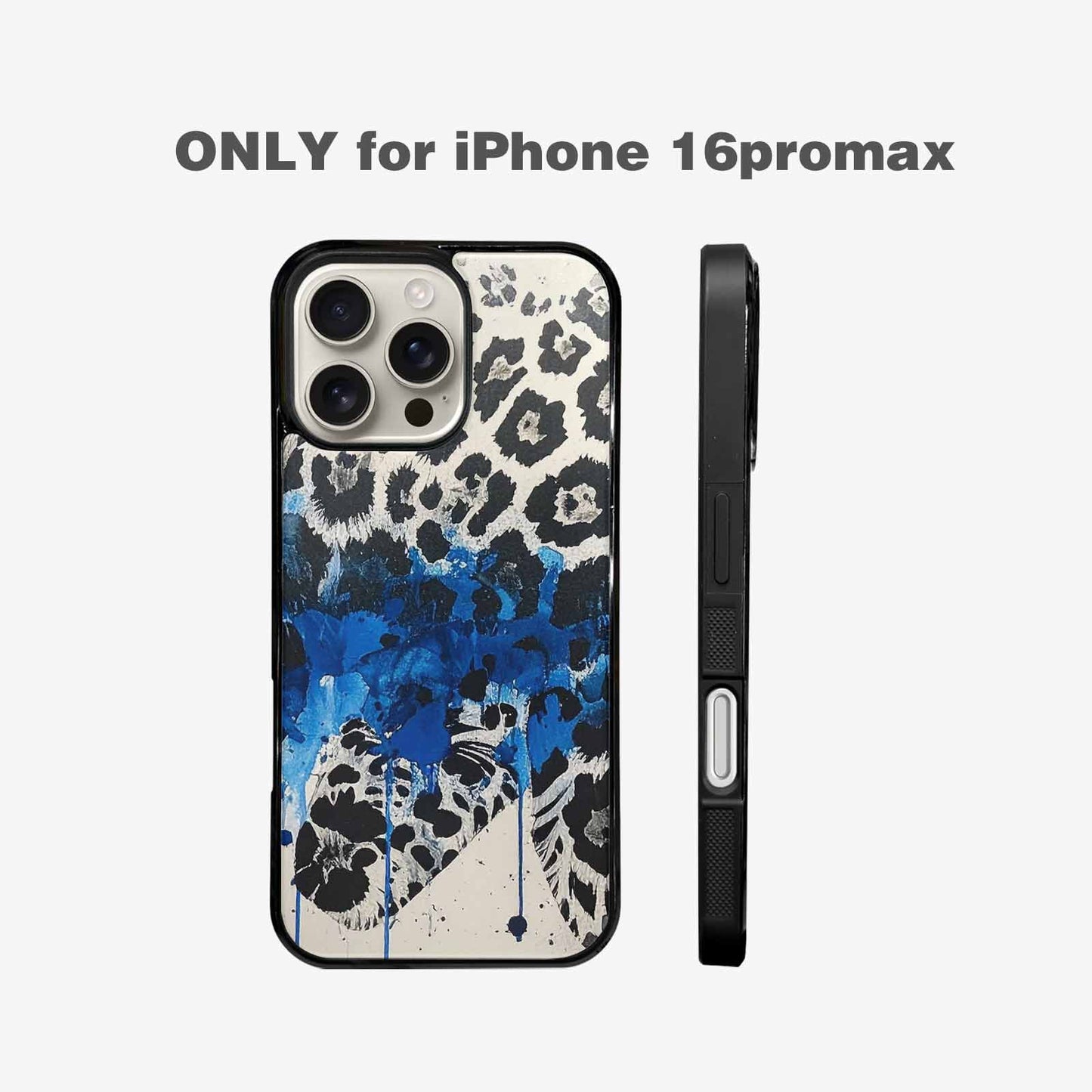 iPhone 16 Pro Max Case — Animal Print Black Blue Ink Animal, Custom Made Phone Cover