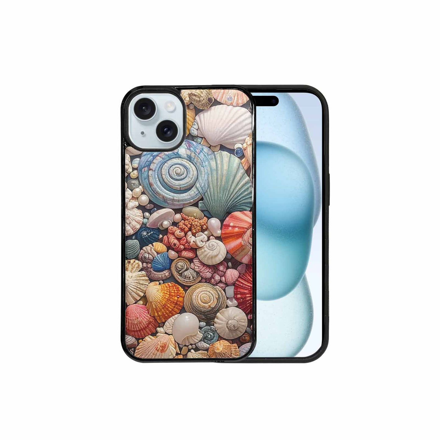 iPhone 15 Plus Case — Seashell Collage Seashell Collage Pattern Hundreds, Custom Art Phone Cover
