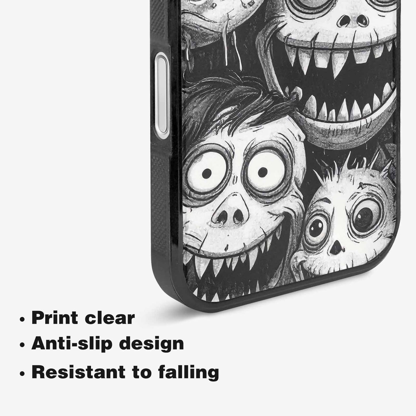iPhone 16 Plus Case — Black And White Monster Face Collage, Custom Print Case Cover