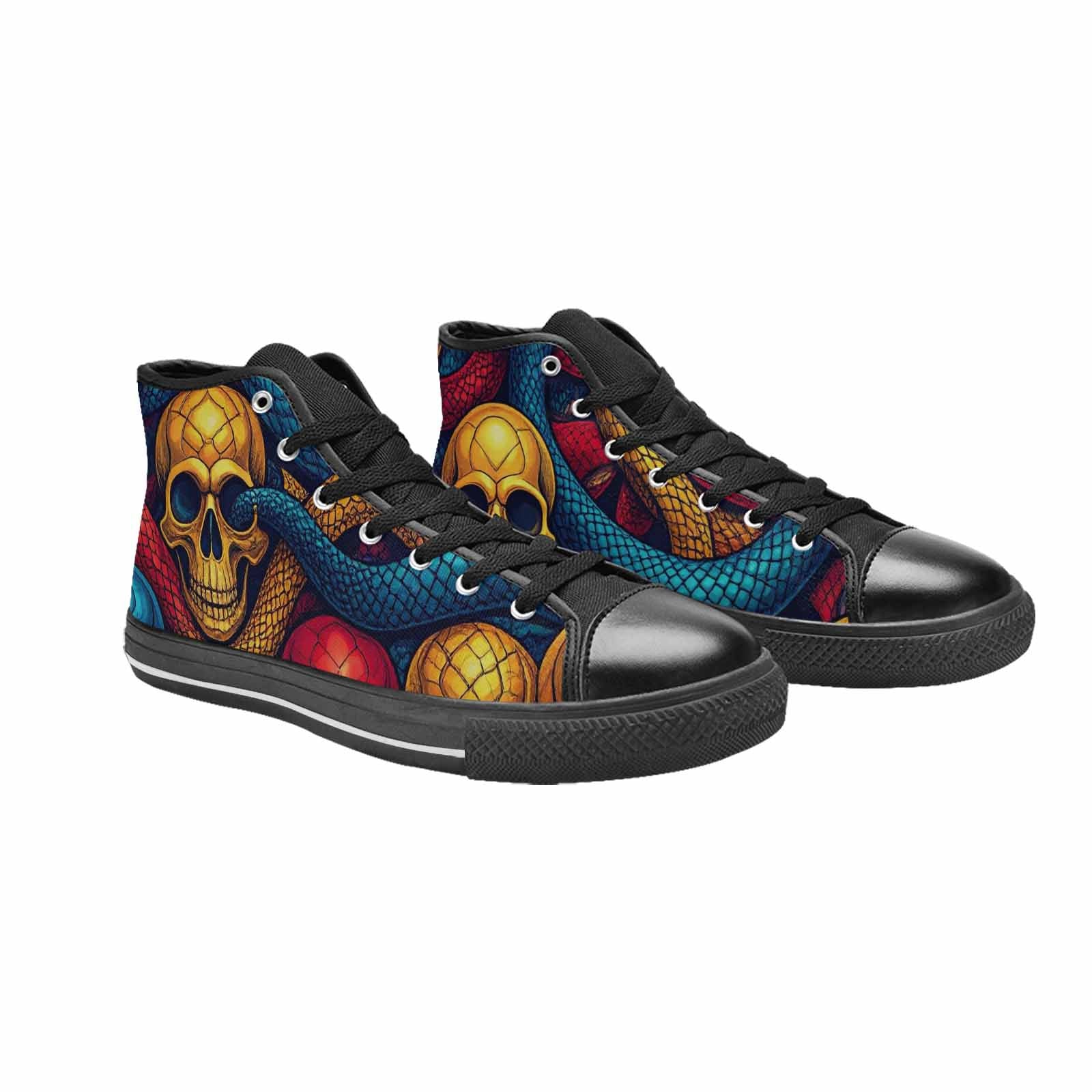 WOMEN'S Snake Skulls Print High Top Canvas Y2K Custom Sneakers