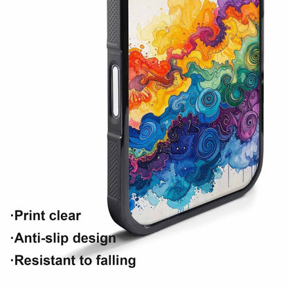 iPhone 17 Pro Case — Tie Dye Swirls Black Blue Tie, Custom Designed Case Cover