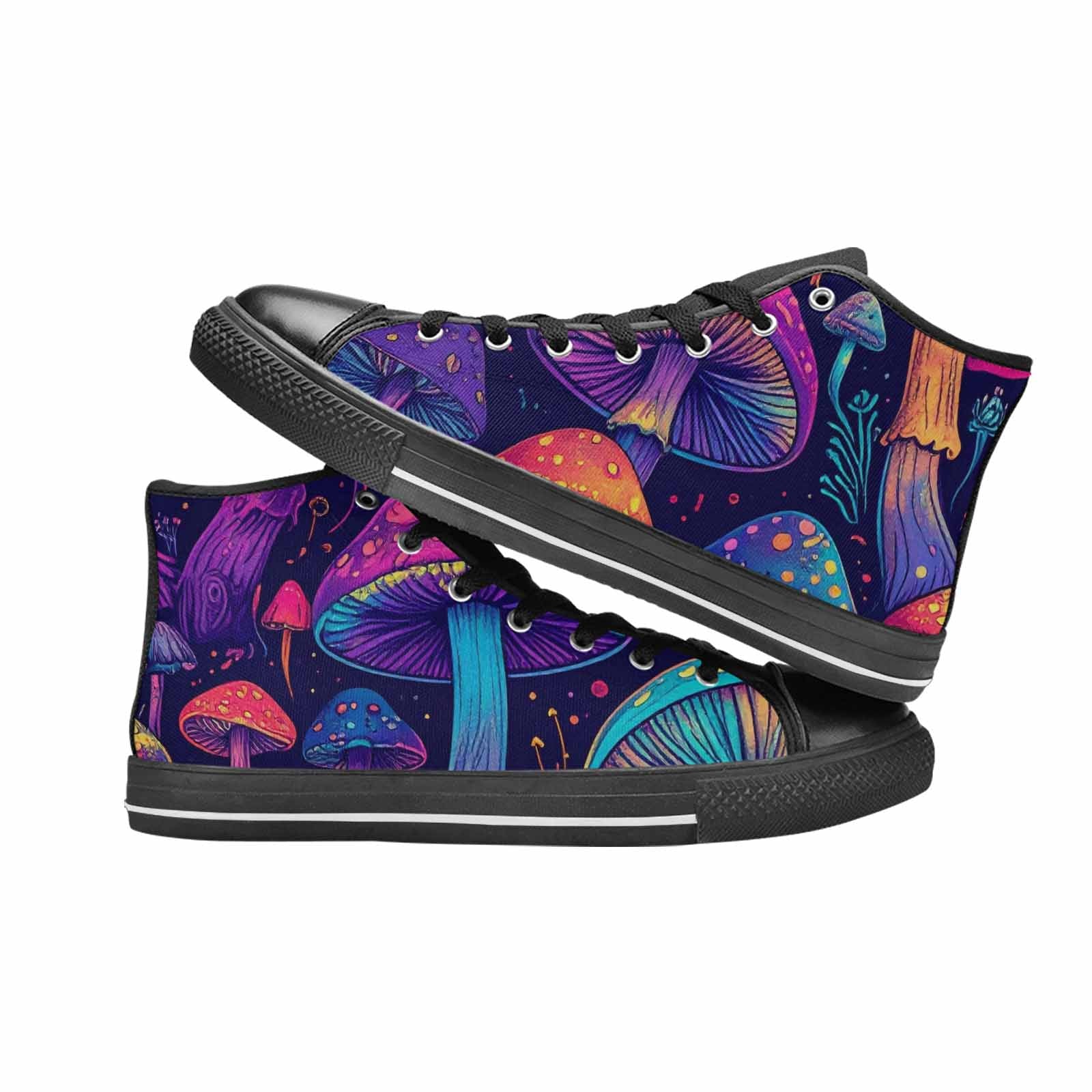 MEN'S Psychedelic Mushroom High Top Canvas Vibrant Chaos Shoes