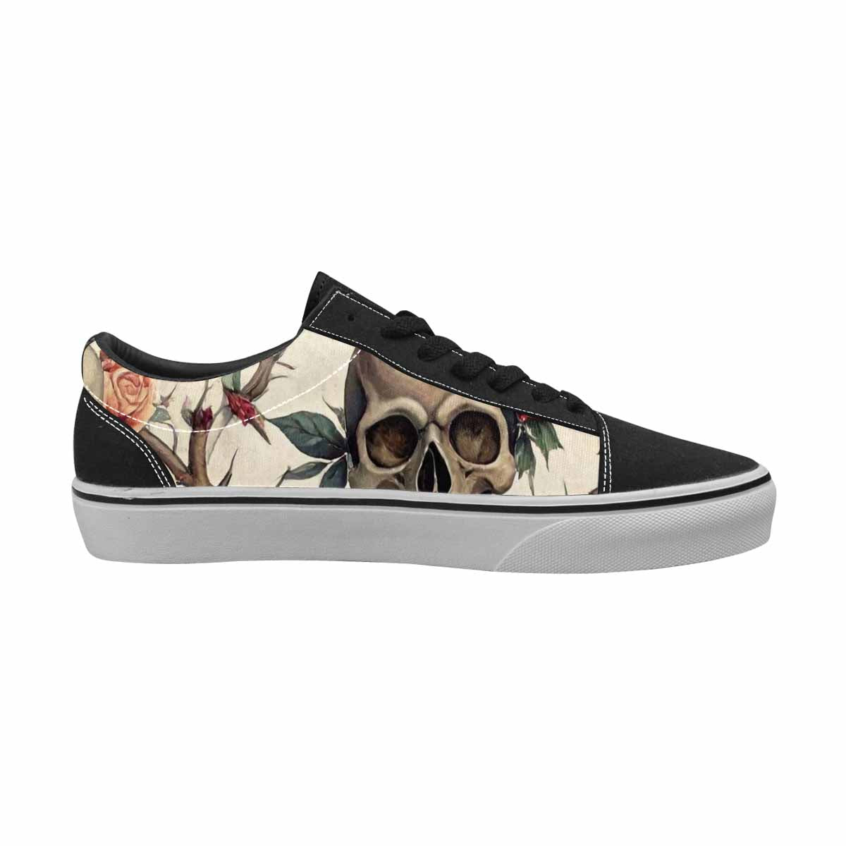 MEN'S Skulls - Roses Canvas Lace-Up Cottagecore Custom Shoes