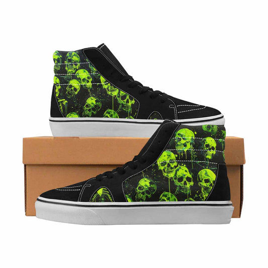 MEN'S Skulls Neon Green Glow High Top Canvas Custom Fashion Aesthetic Custom Canvas Shoes