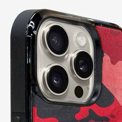 iPhone 16 Pro Max Case — Tactical Camo Red Black Custom, Custom Designed Case Cover