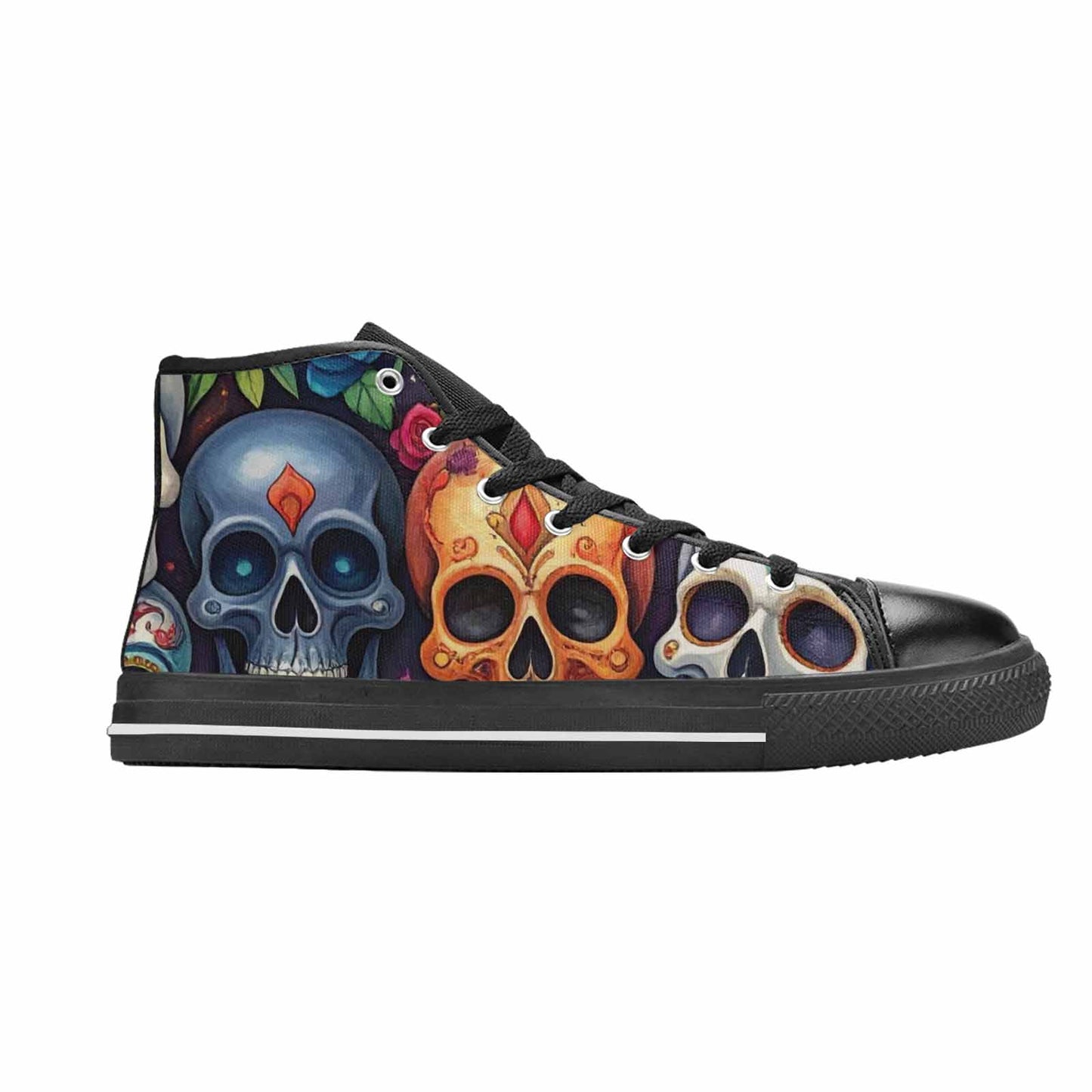 MEN'S Skull High Top Canvas Neon Fantasy Sneakers