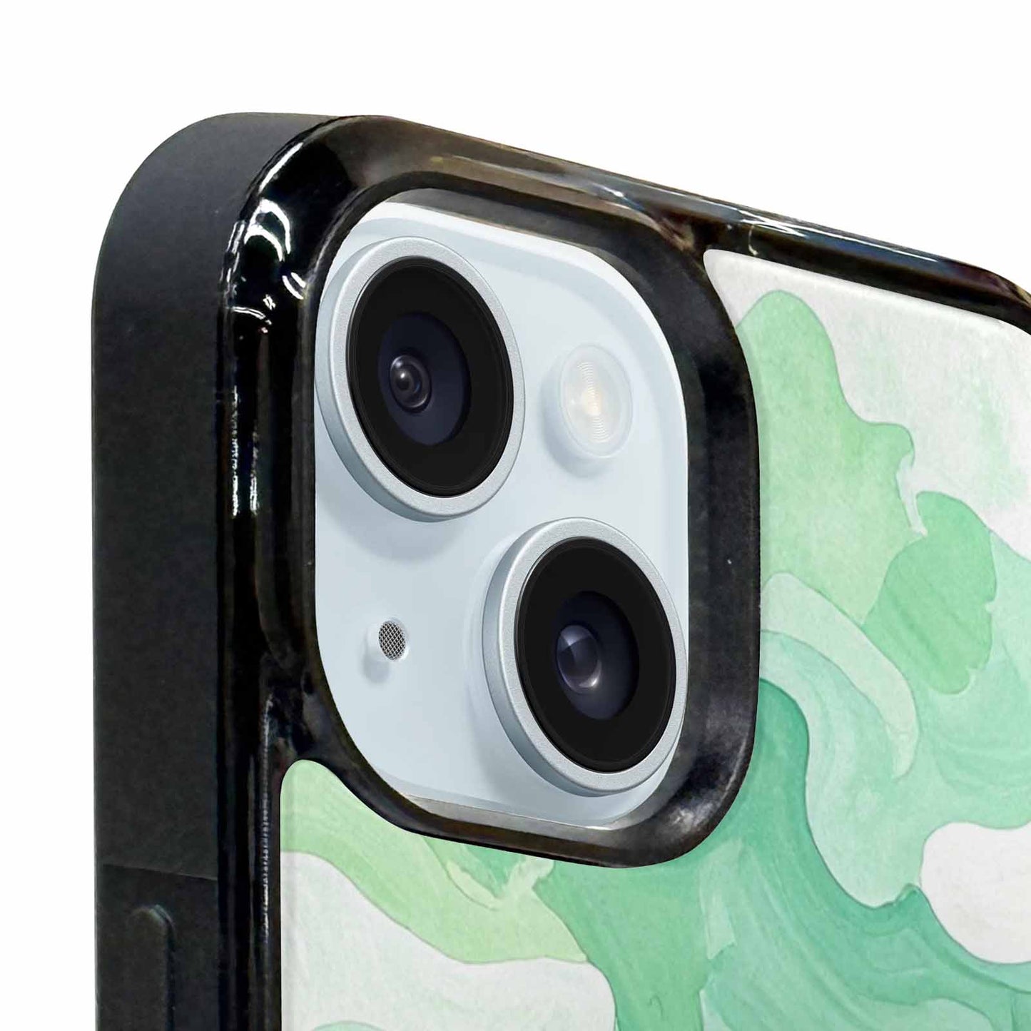 iPhone 15 Case — Camo Mint Green White, Custom Art Phone Cover