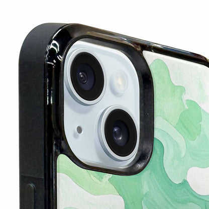 iPhone 15 Case — Camo Mint Green White, Custom Art Phone Cover