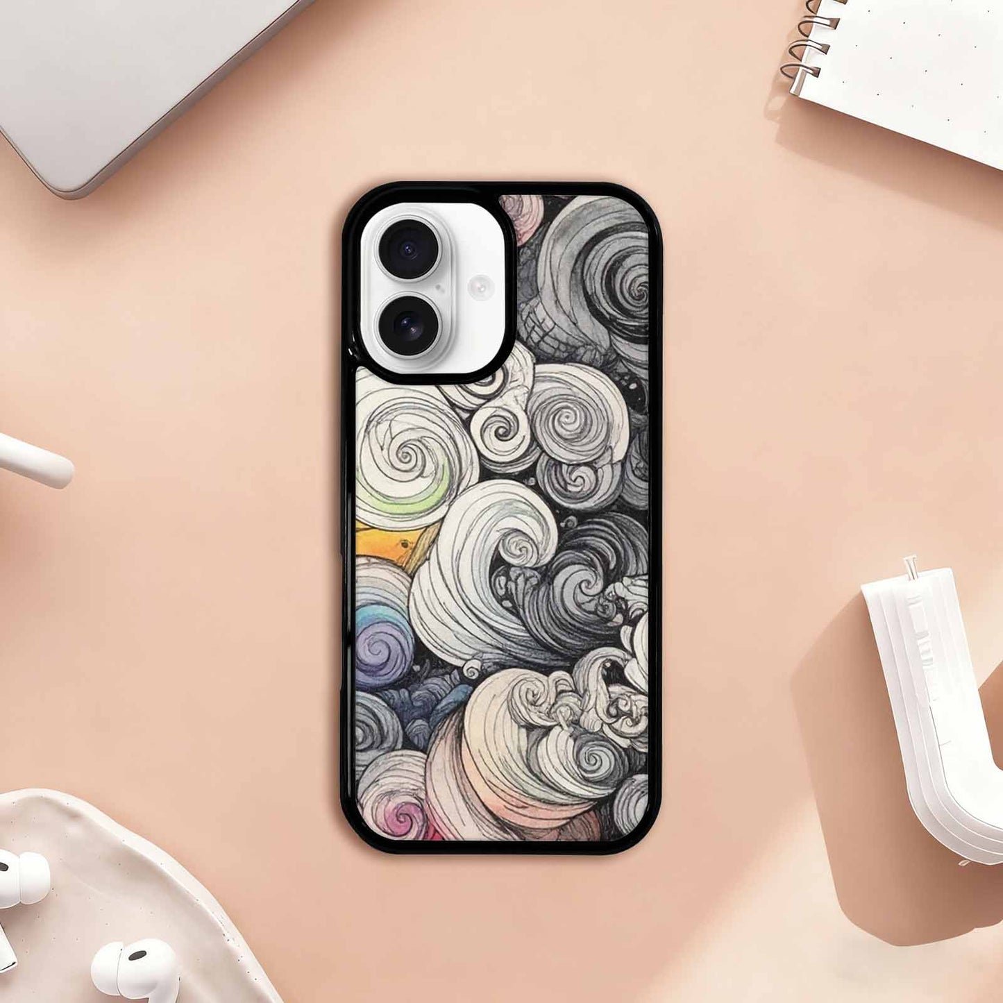 iPhone 17 Case — Tie Dye Swirls (black Tie Dye, Custom Print Case Cover