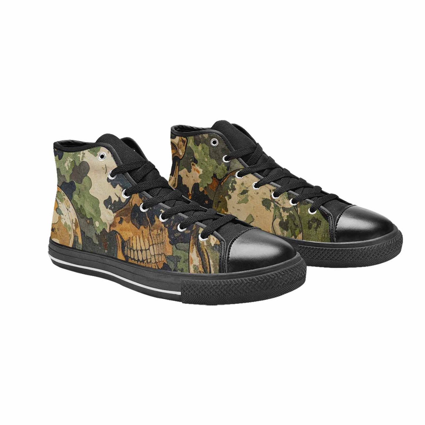 WOMEN'S Military Camo Skull High Top Canvas Wallpaper Art Shoes