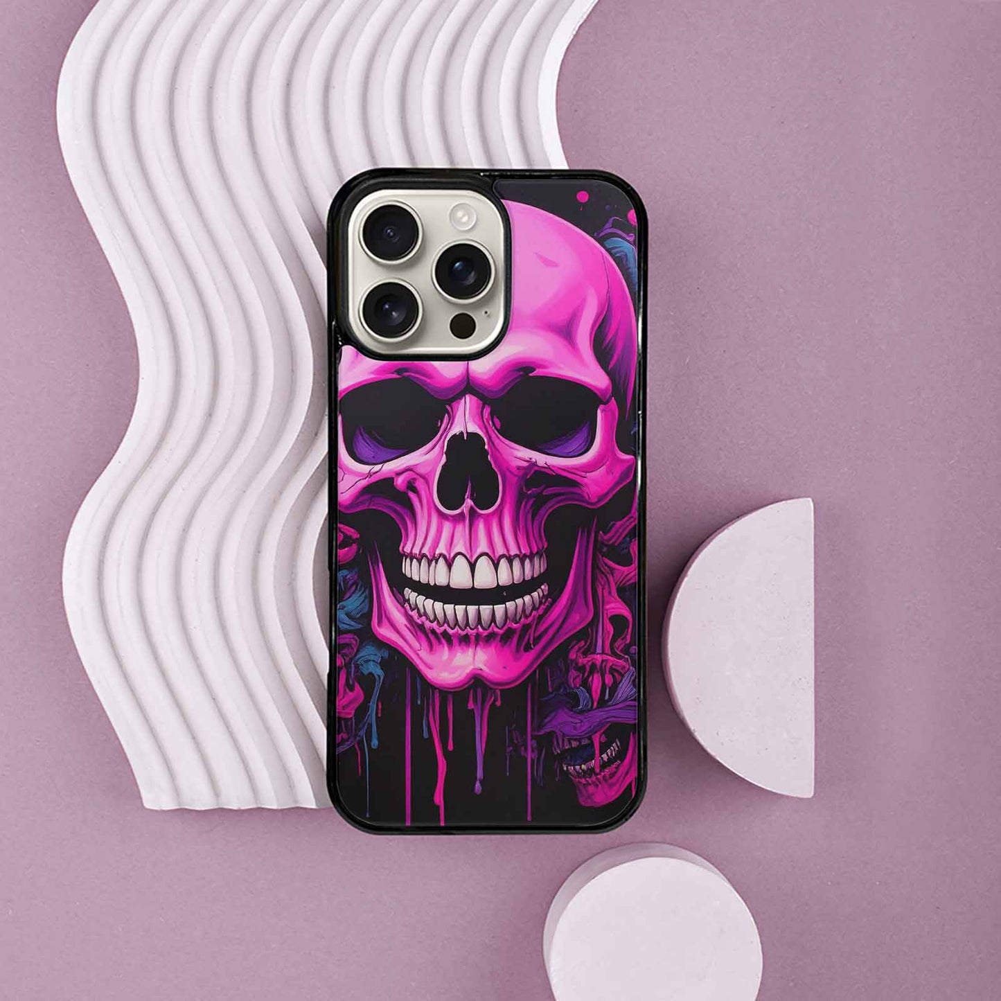 iPhone 16 Pro Max Case — Pink Purple Skeletons Neon Drip Melting, Customized Protective Case