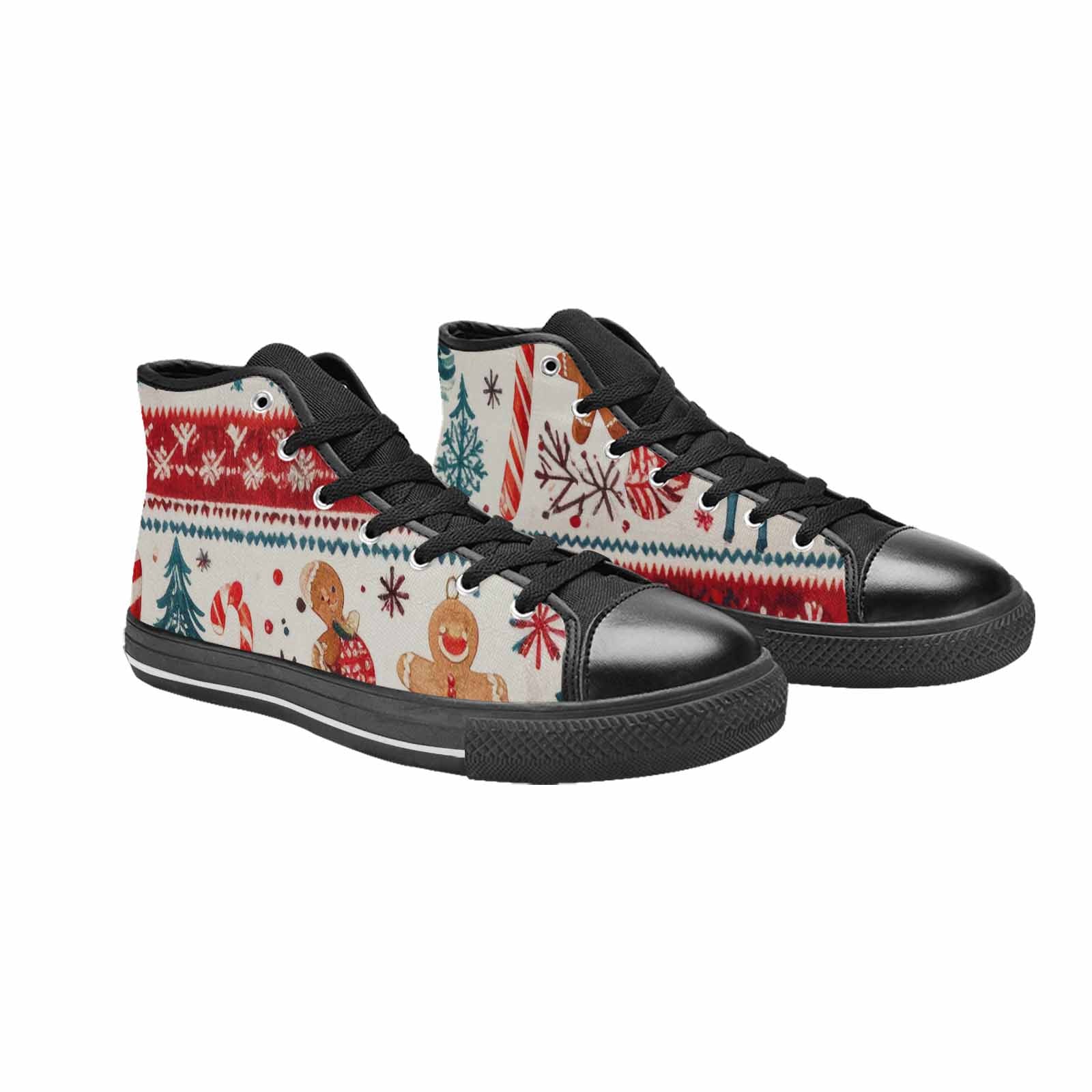 MEN'S Christmas Holly Snowflake High Top Canvas Aesthetic Custom Shoes